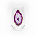 Purple Agate Sliced Geodes on Crystal Wineglass. Set of 4
