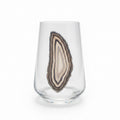 Grey Sliced Agate Geode on a Stemless Crustal Wineglass. Set of 4