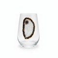 Black Sliced Agate Geodes on Crystal Wineglasses. Set of 4