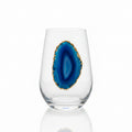 Blue agate Sliced Geodes with Pyrite Rim. Set of 4