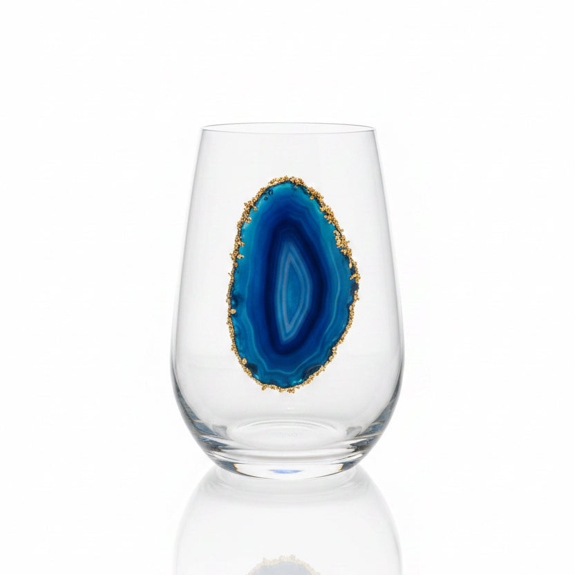 Blue agate Sliced Geodes with Pyrite Rim. Set of 4