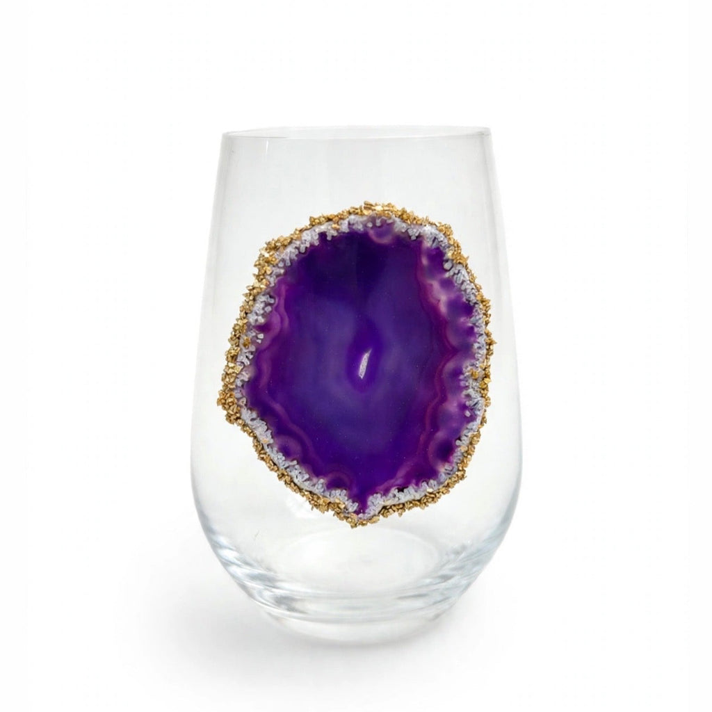 Purple Agate Sliced Geodes with Pyrite Rim. Set of 4