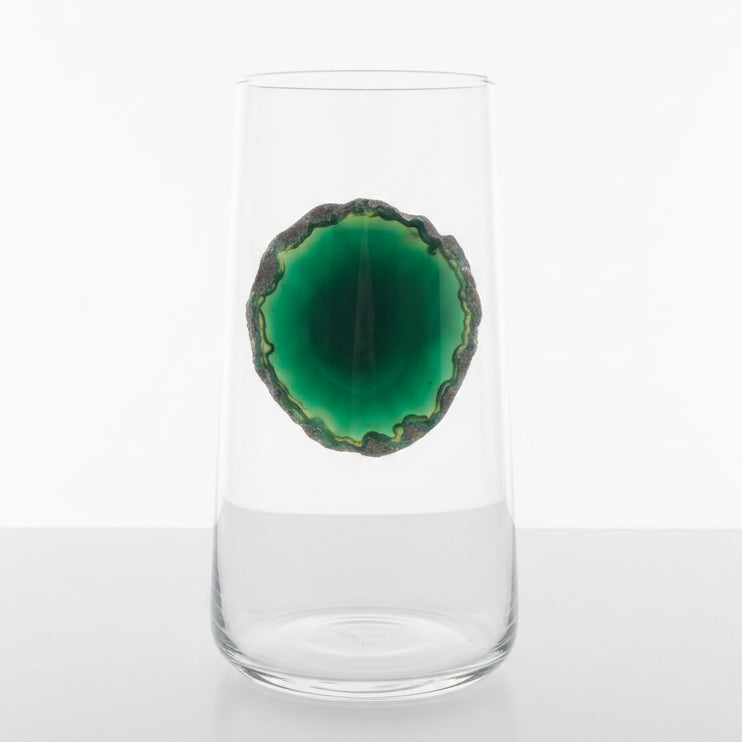 Green Agate Tumbler . Set of 4