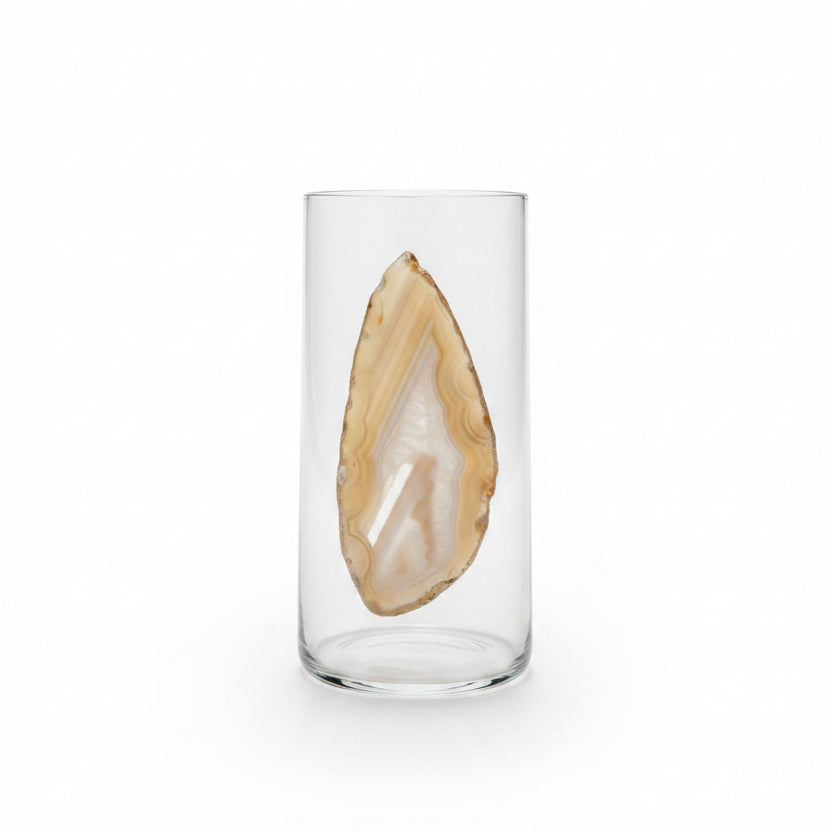 White Agate Geode Tumblers. Set of 4