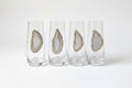White and Grey Agate Geode Stemless Crystal Champagne Glasses. Set of 4