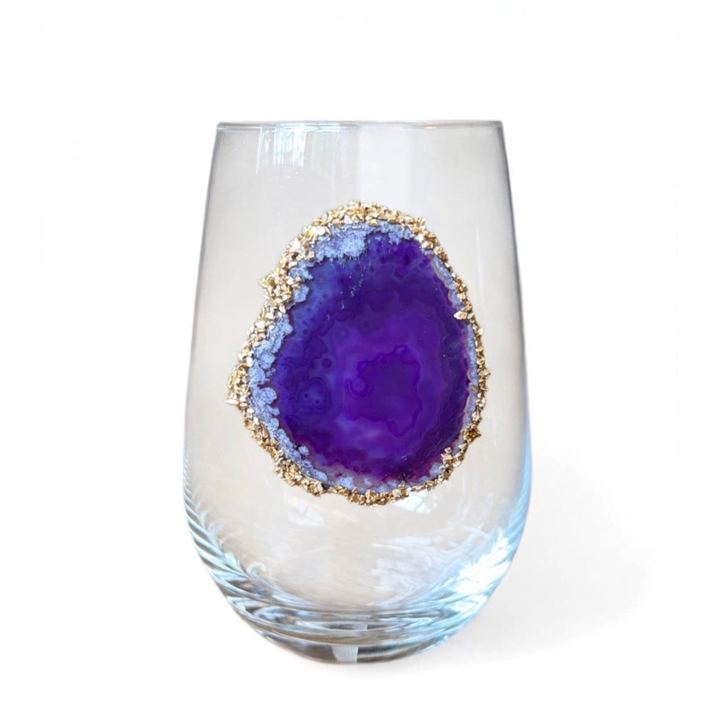 Purple Agate Sliced Geodes with Pyrite Rim. Set of 4
