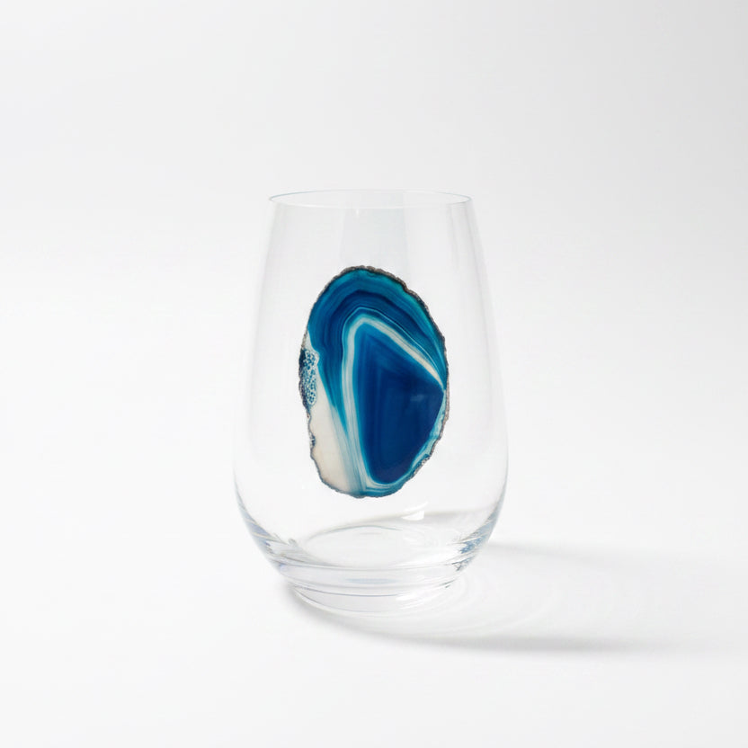 Blue Agate Sliced geodes on Crystal. Set of 4
