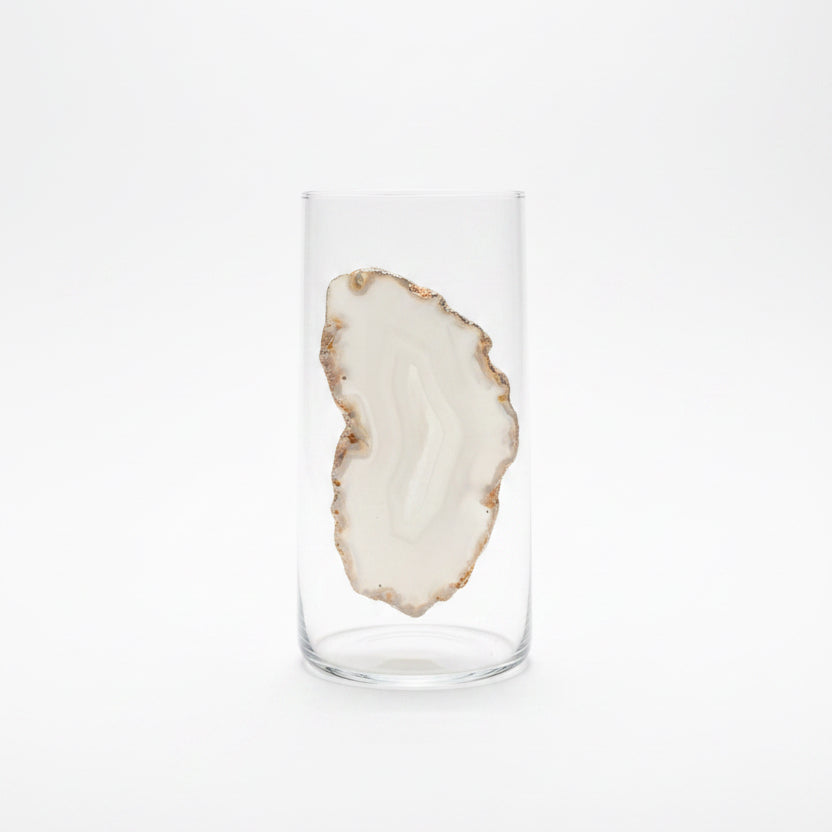 White Agate Geode Tumblers. Set of 4