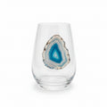 Blue and grey Agate Sliced Geode wineglasses on Crystal. Set of 4