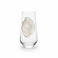White and Grey Agate Sliced Geodes Tumblers. Set of 4