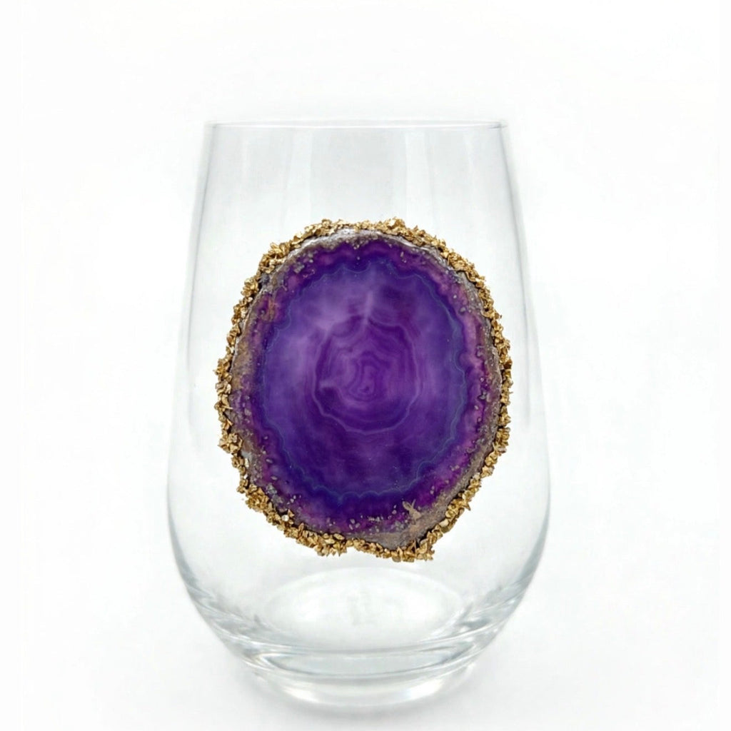 Purple Agate Sliced Geodes with Pyrite Rim. Set of 4