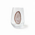 Natural Sliced Agate Geodes on Crystal Stemless Wineglasses