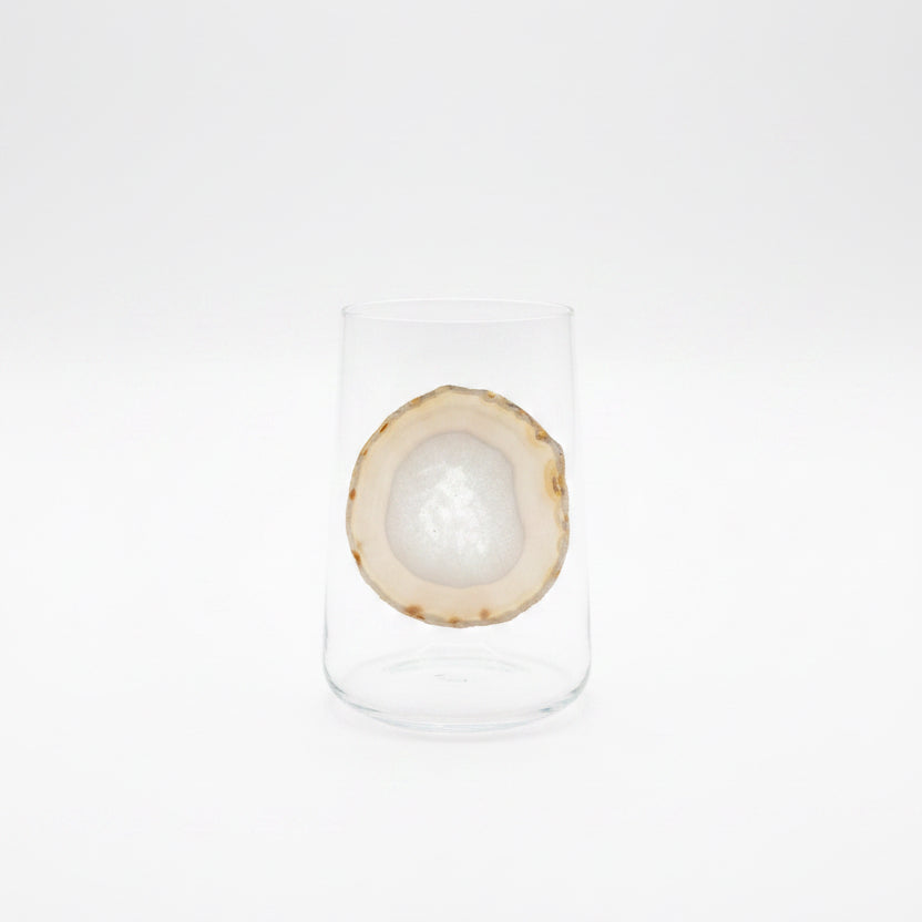White Agate Sliced Geode Tumblers. Set of 4