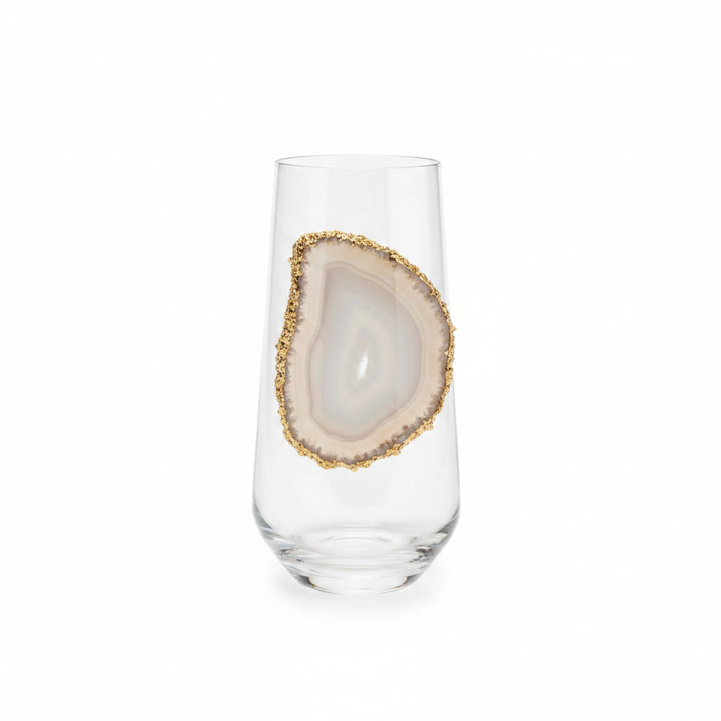 Light Grey Agate Sliced Geodes with Pyrite rim. Set of 4