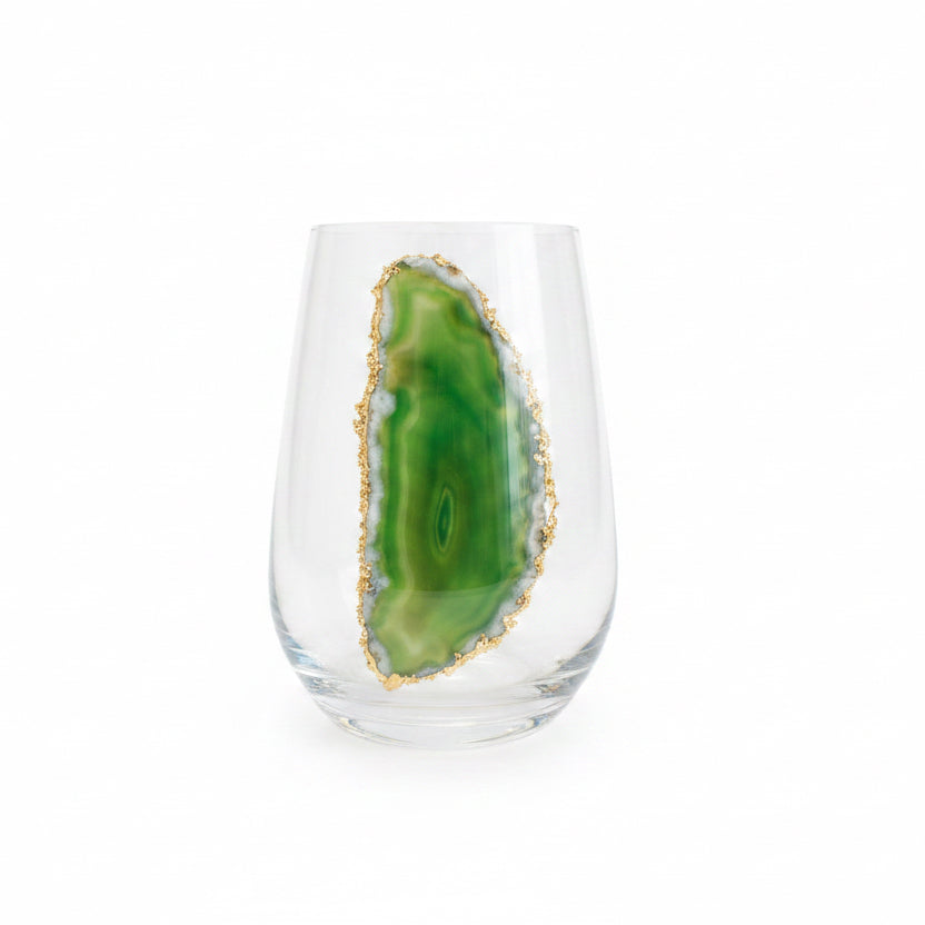 Green Agate Sliced Geodes. Set of 4.