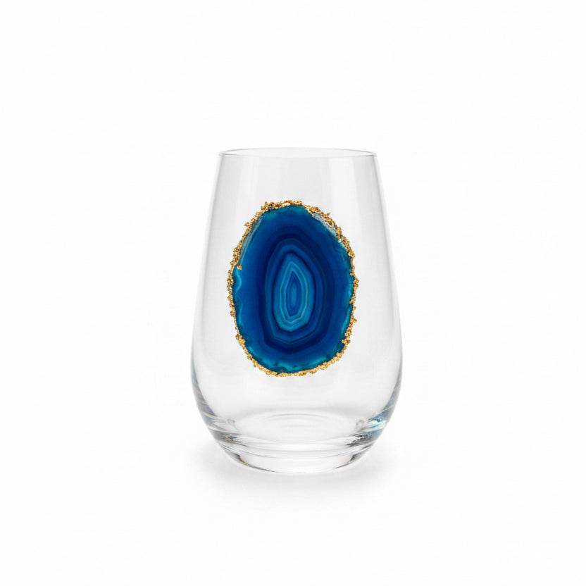 Blue agate Sliced Geodes with Pyrite Rim. Set of 4
