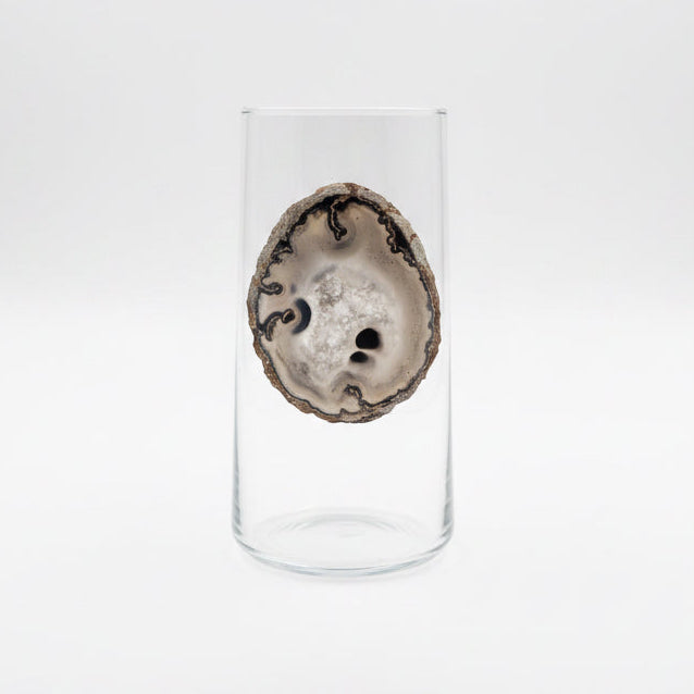 Black and GreyAgate Sliced Geode  Tumblers. Set of 4