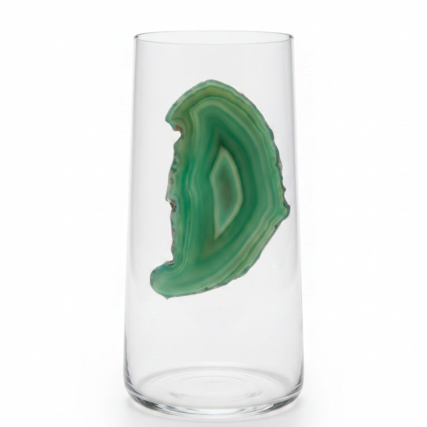 Light Green Agate Geode Tumblers. Set of 4