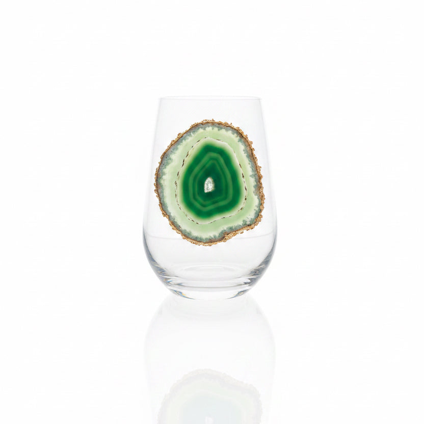 Green Agate Sliced Geodes. Set of 4.