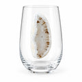 White Agate Geode on Crystal Wineglass. Set of 4