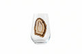 Brown Agate Geodes on Crystal Wineglasses. Set of 4