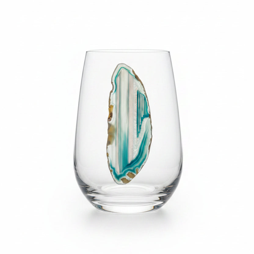 Aqua Blue Agate Sliced Geodes. Set of 4