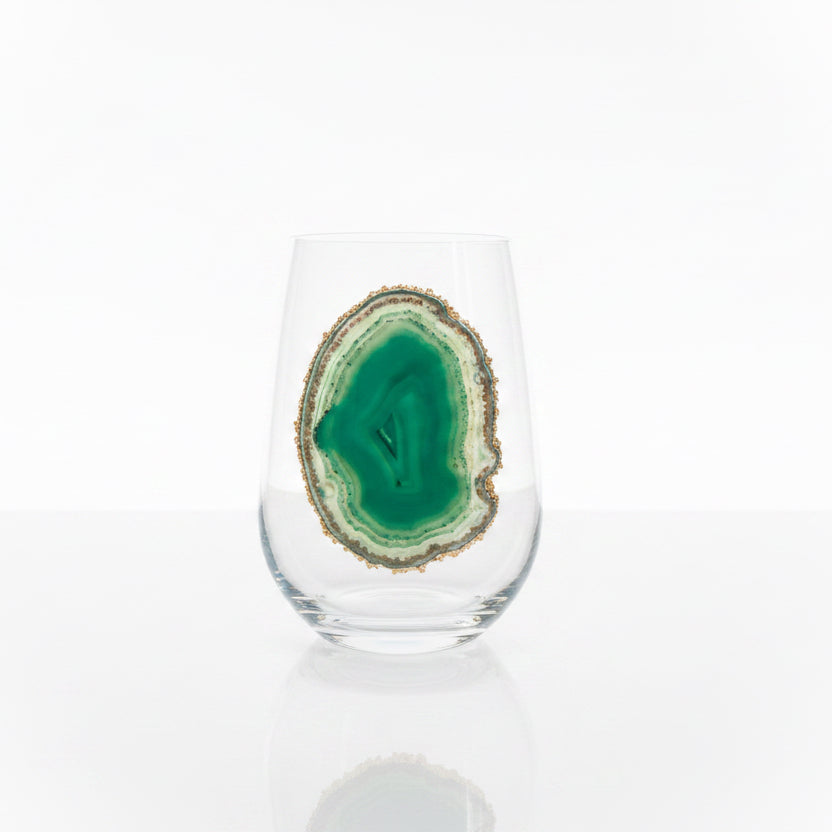 Green Agate Sliced Geodes. Set of 4.