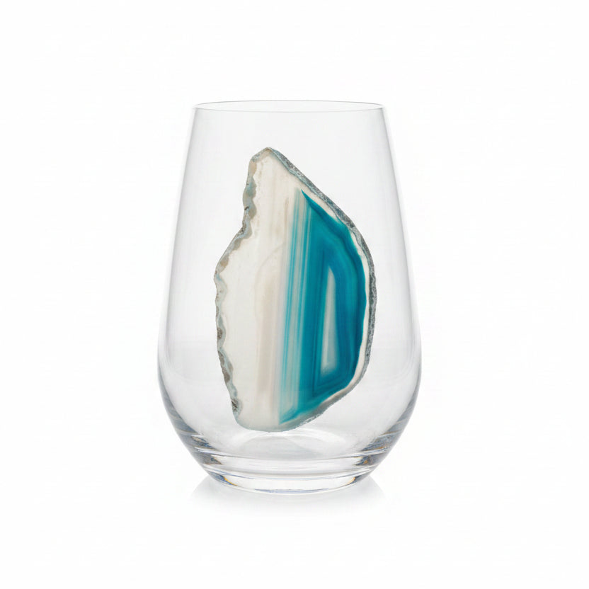 Aqua Blue Agate Sliced Geodes. Set of 4
