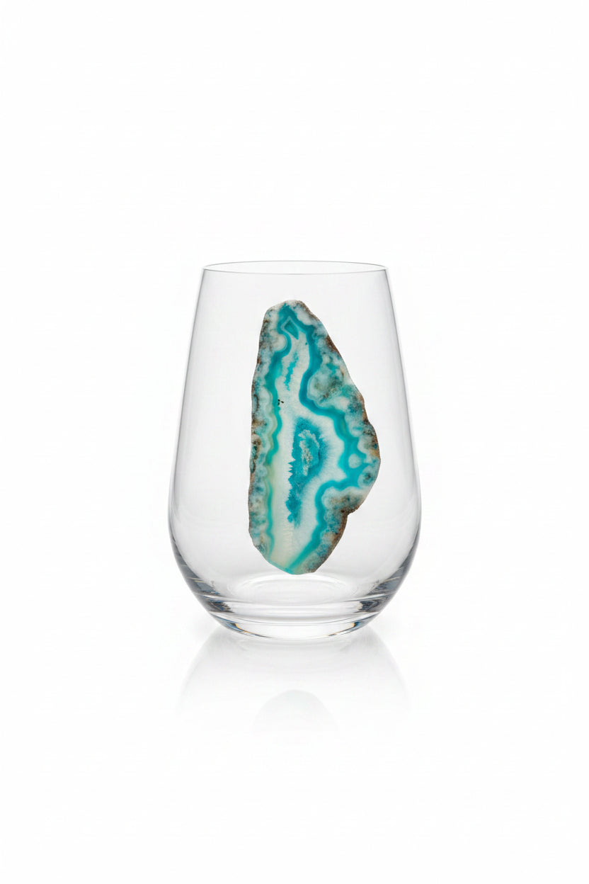 Aqua Blue Agate Sliced Geodes. Set of 4