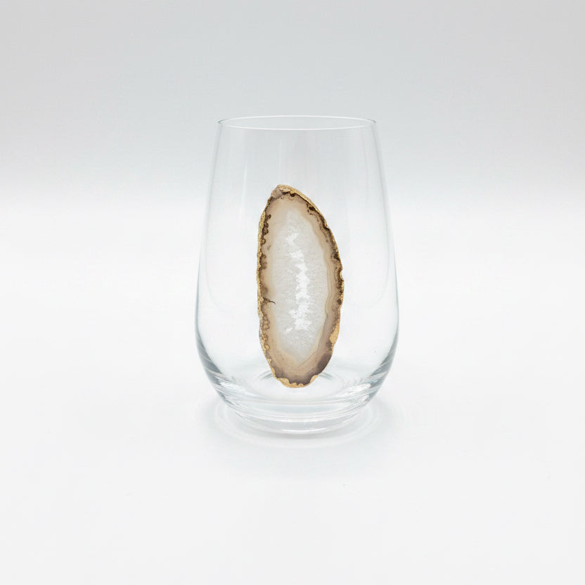 White sliced Agate Geodes on Crystal. Set of 4