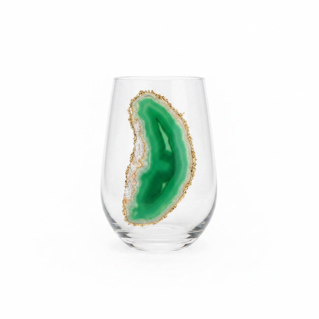 Green Agate Sliced Geodes. Set of 4.