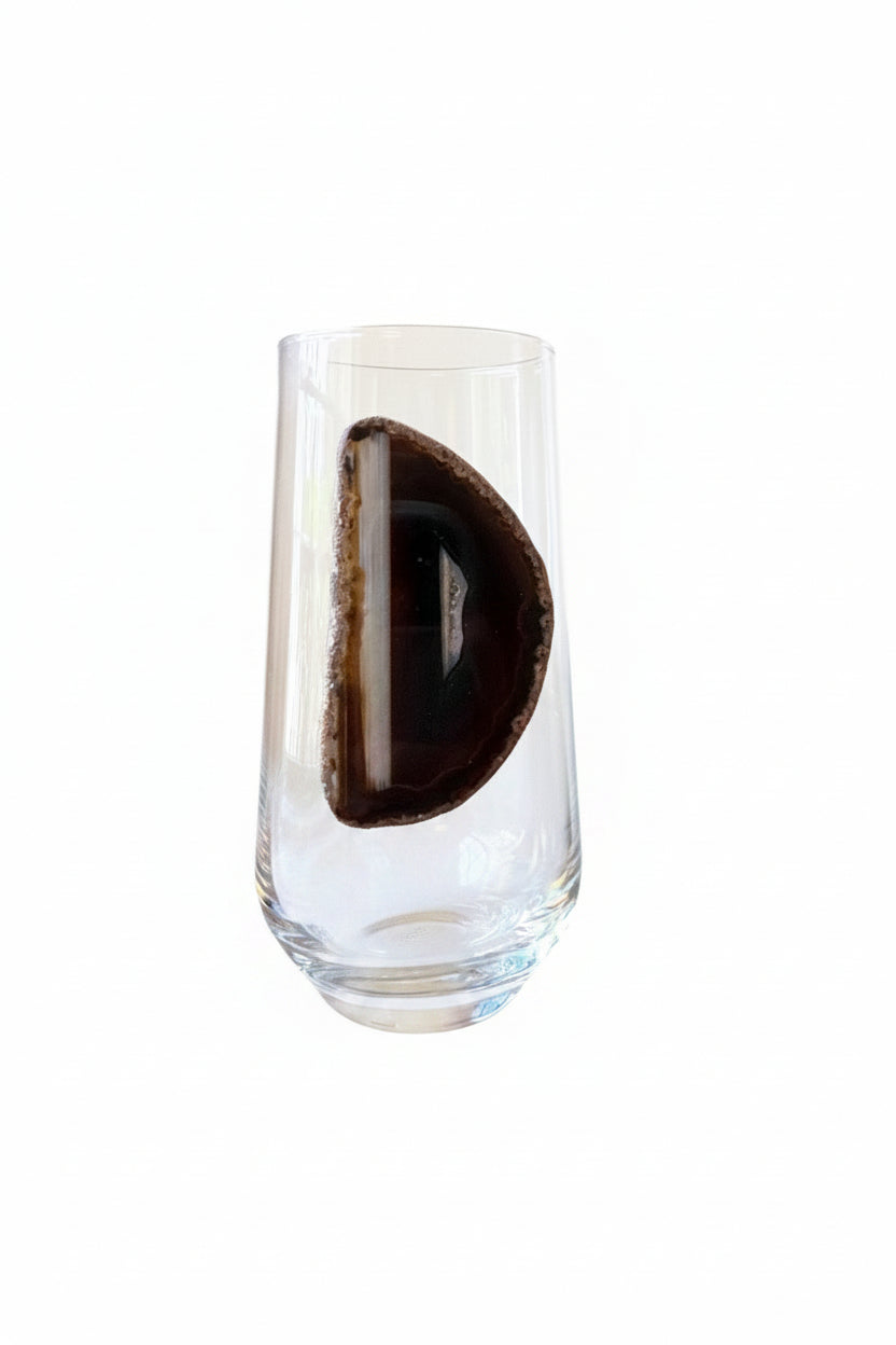 Brown Agate Sliced Geodes Tumblers. Set of 4