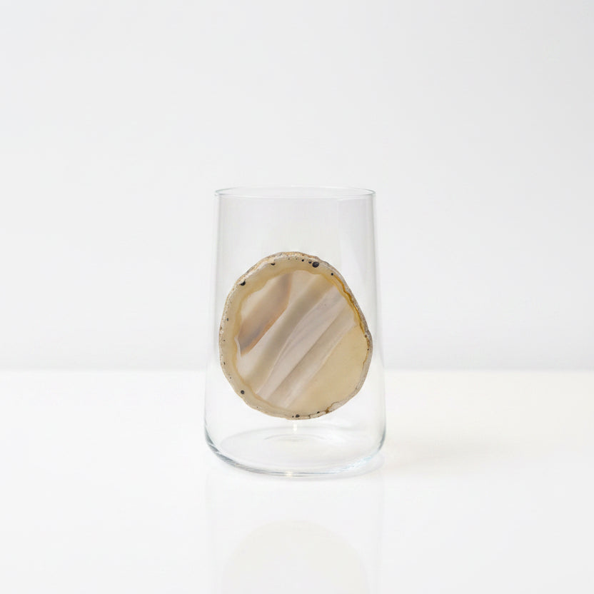 White Agate Sliced Geode Tumblers. Set of 4