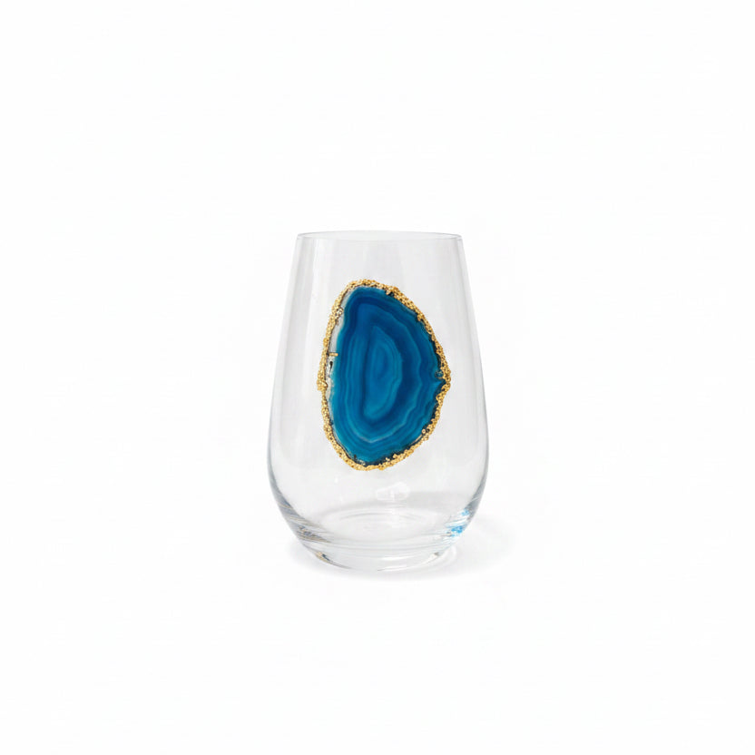Blue agate Sliced Geodes with Pyrite Rim. Set of 4