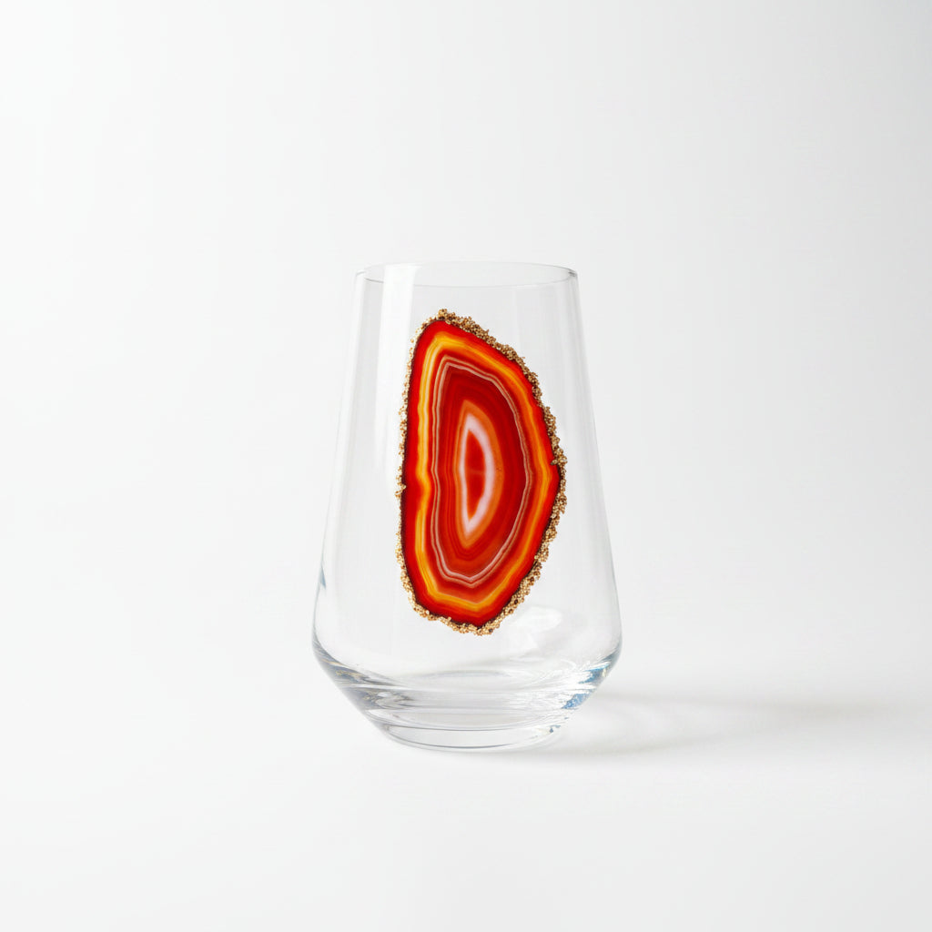 Amber Agate Stemless Wineglasses. Set of 4