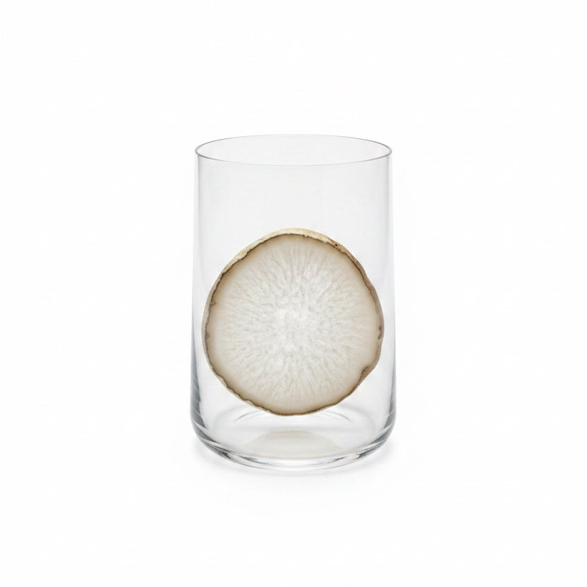 White Agate Sliced Geode Tumblers. Set of 4