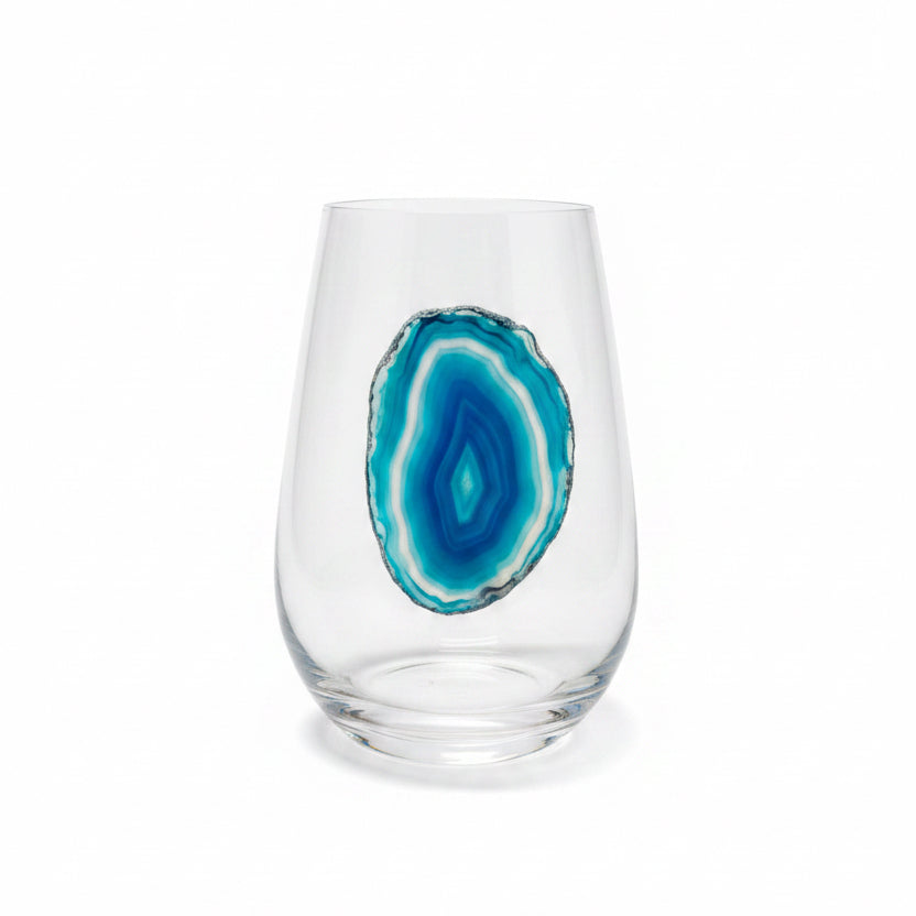 Blue Agate Sliced Geodes on Crystal. Set of 4