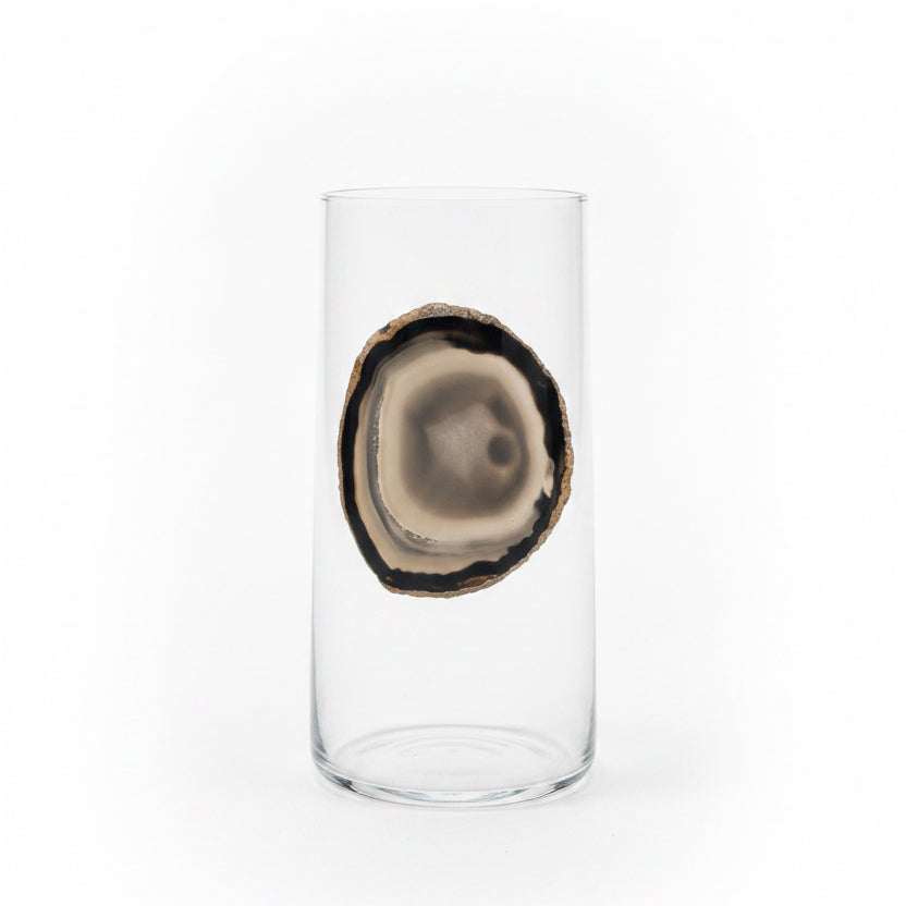 Black and GreyAgate Sliced Geode  Tumblers. Set of 4