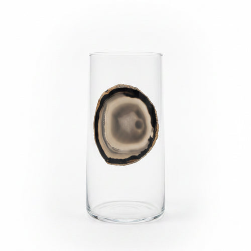 Black and GreyAgate Sliced Geode  Tumblers. Set of 4