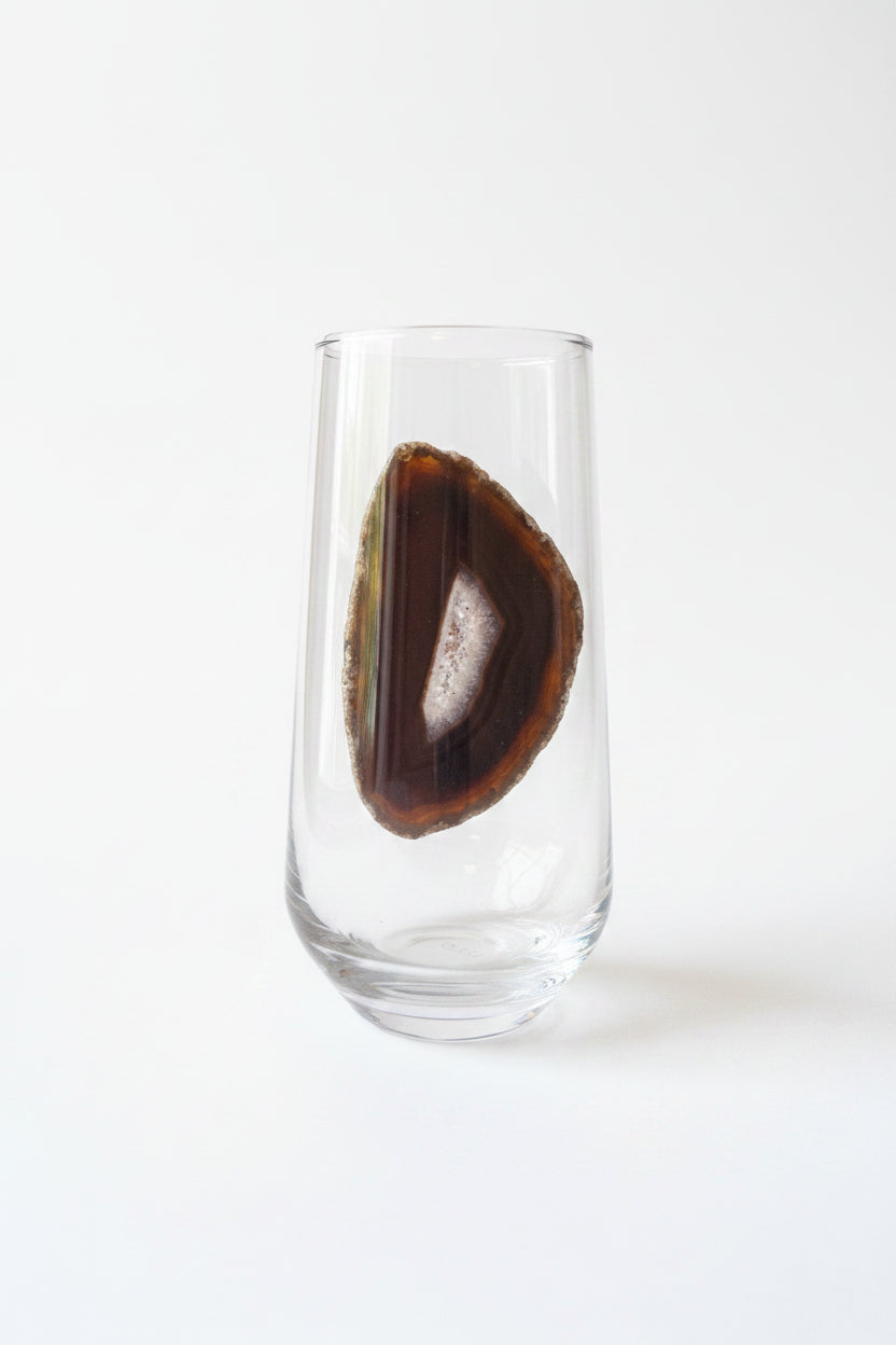 Brown Agate Sliced Geodes Tumblers. Set of 4