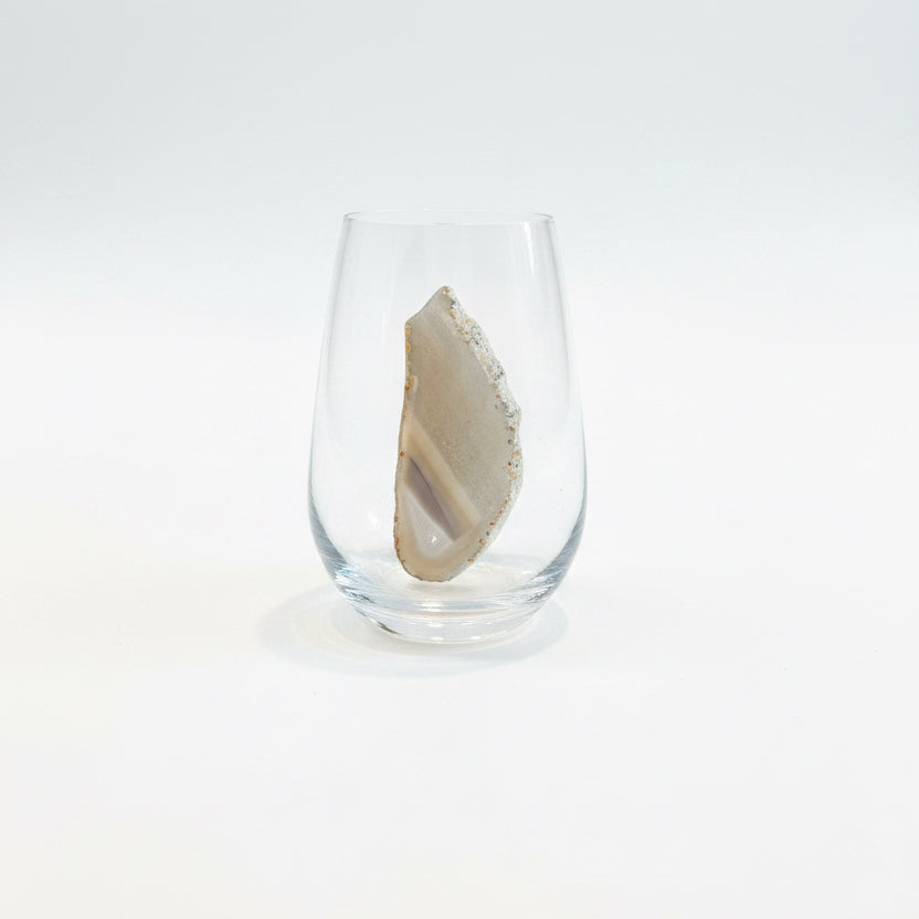 White sliced Agate Geodes on Crystal. Set of 4