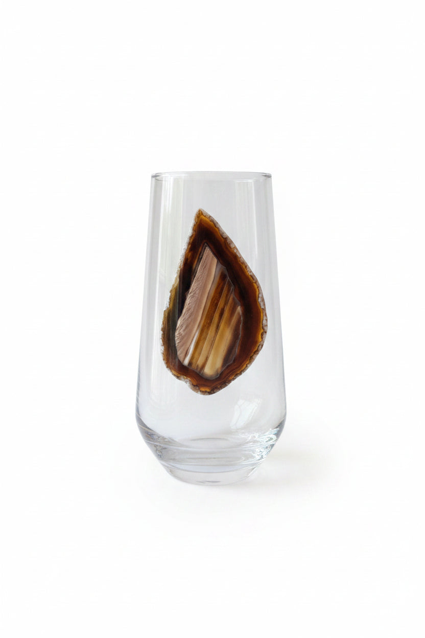Brown Agate Sliced Geodes Tumblers. Set of 4