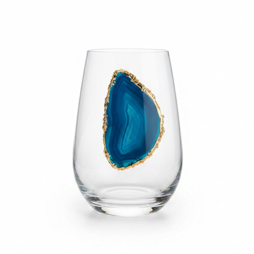 Blue agate Sliced Geodes with Pyrite Rim. Set of 4