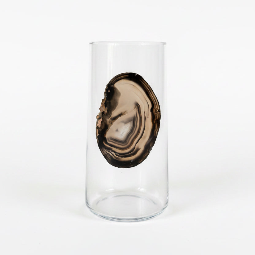 Black and GreyAgate Sliced Geode  Tumblers. Set of 4