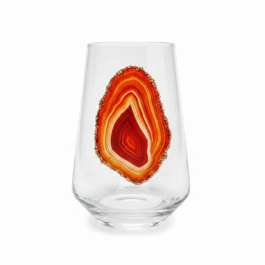 Amber Agate Stemless Wineglasses. Set of 4