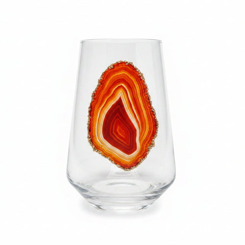 Amber Agate Stemless Wineglasses. Set of 4