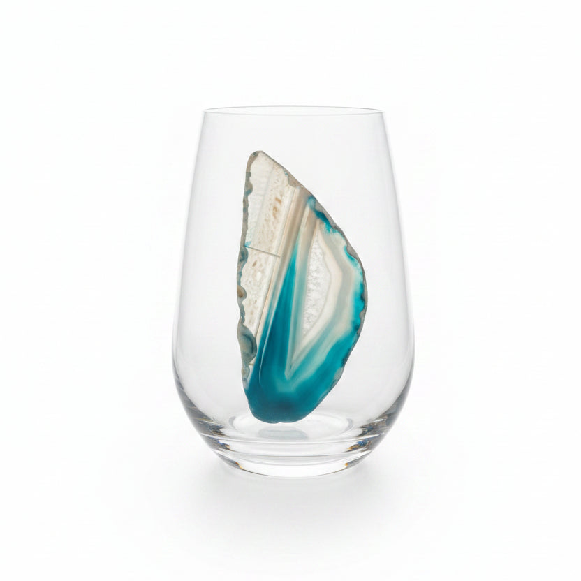 Aqua Blue Agate Sliced Geodes. Set of 4