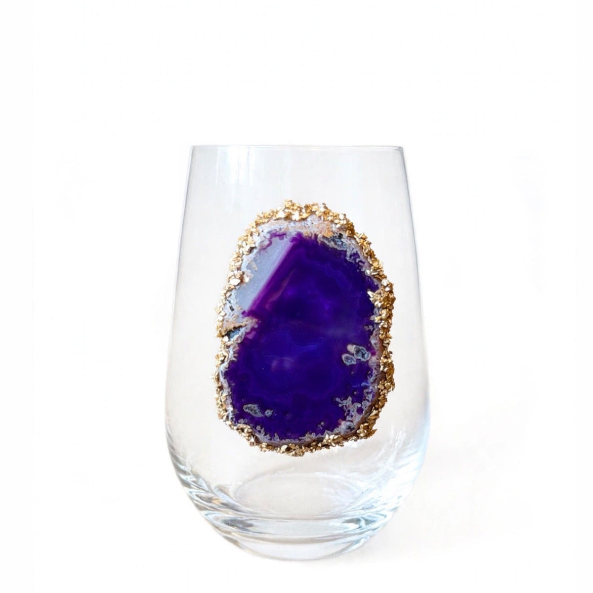 Purple Agate Sliced Geodes with Pyrite Rim. Set of 4