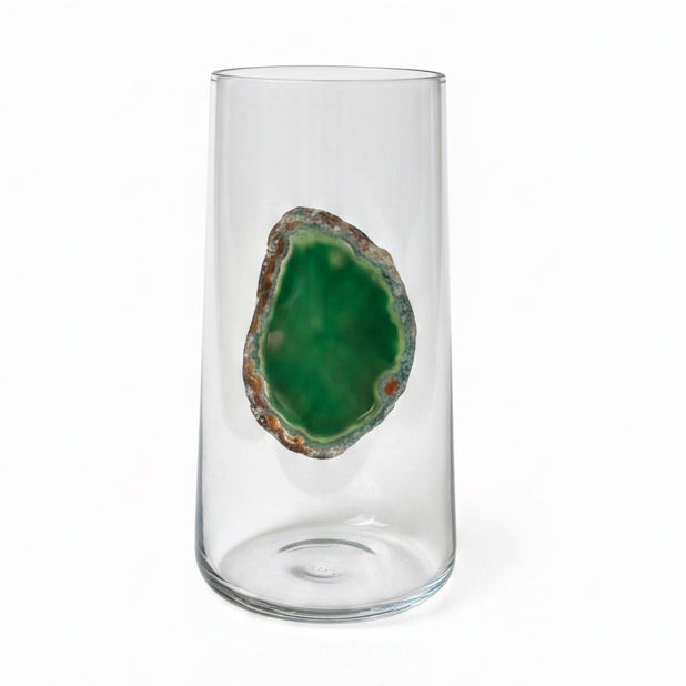 Green Agate Tumbler . Set of 4