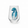Blue and white Sliced agate Geode on Crystal Wineglass. Set of 4. 19.1 ounces